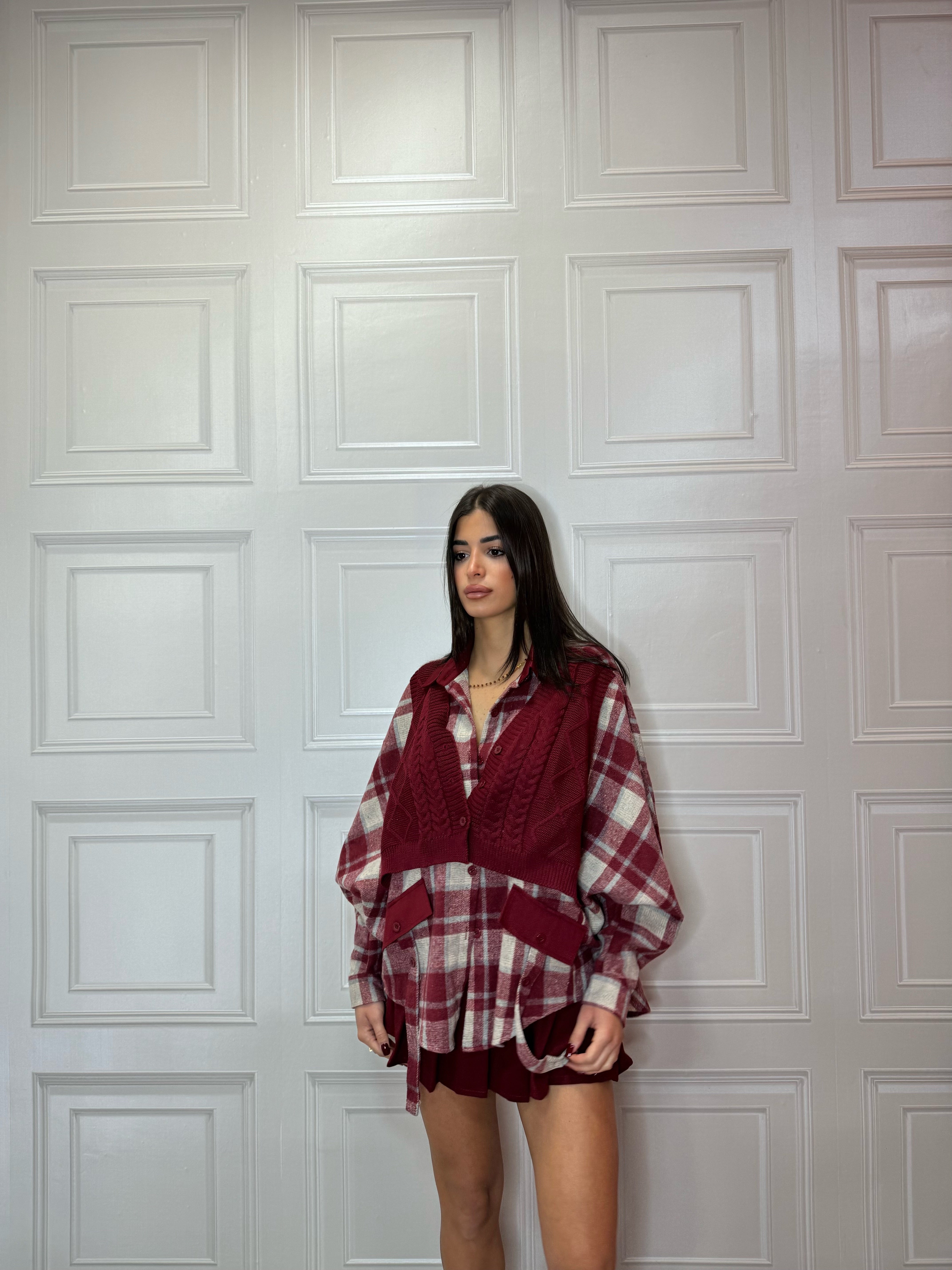 Camicia Cardigan Bordeaux