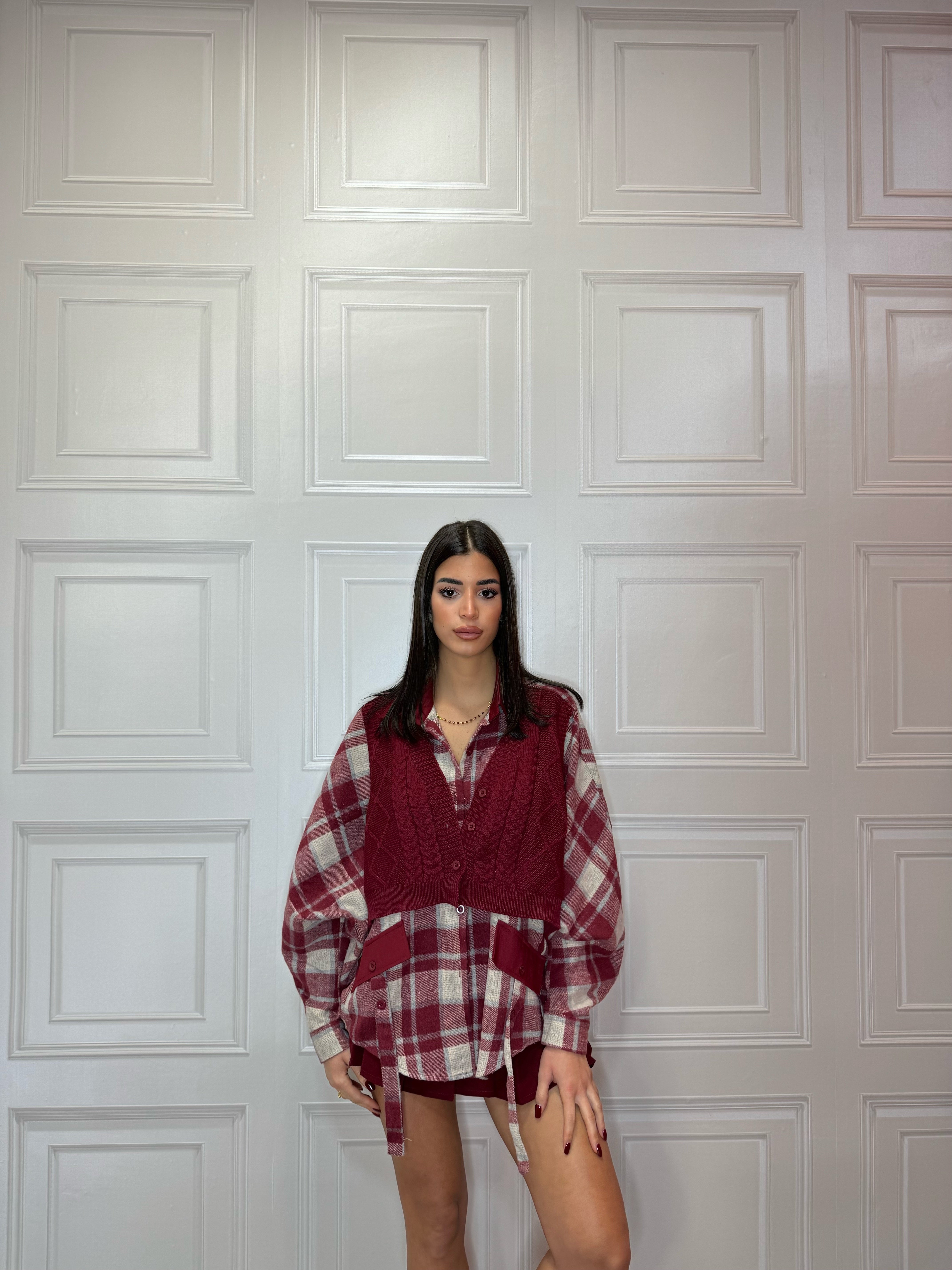 Camicia Cardigan Bordeaux