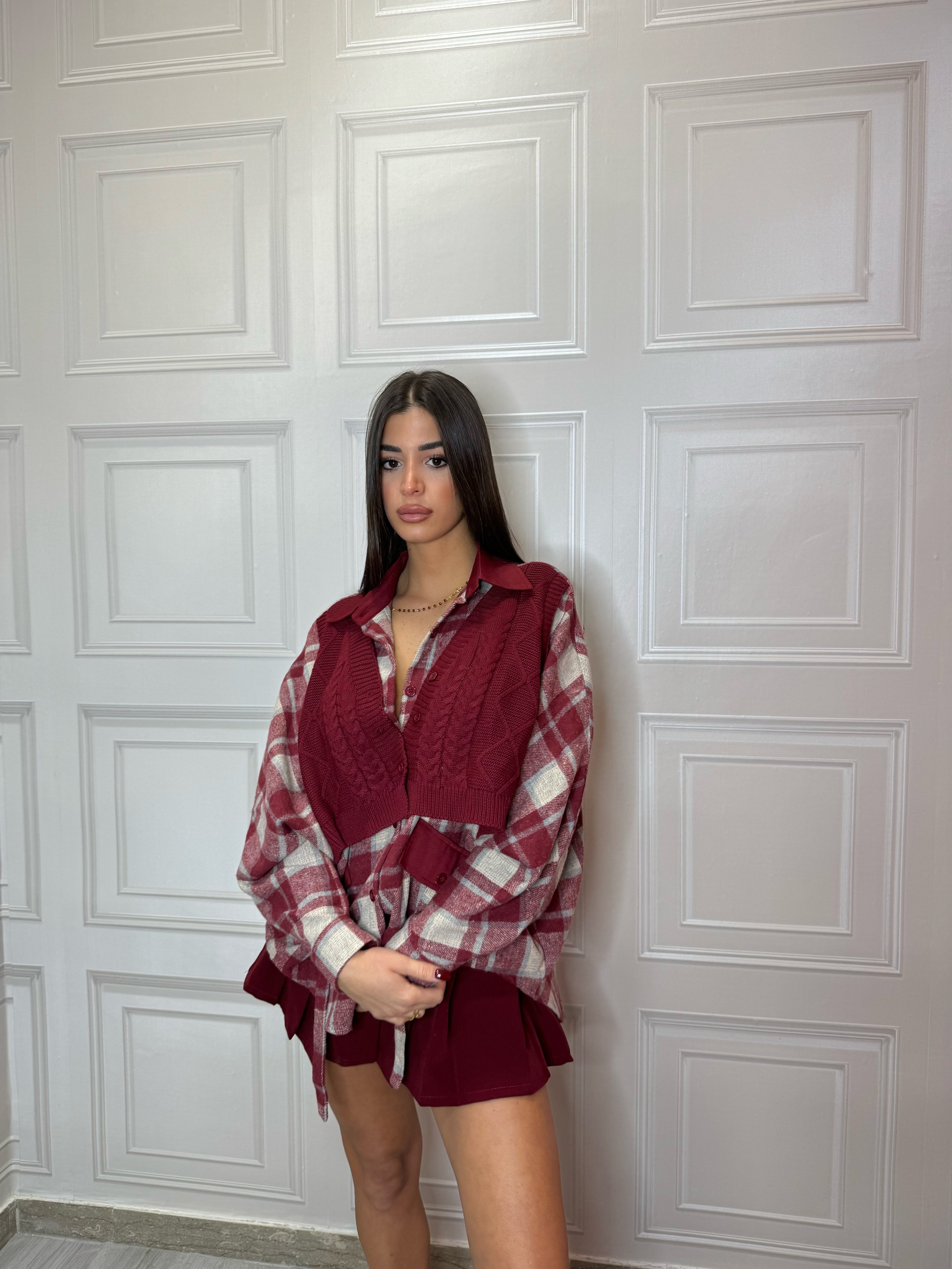 Camicia Cardigan Bordeaux